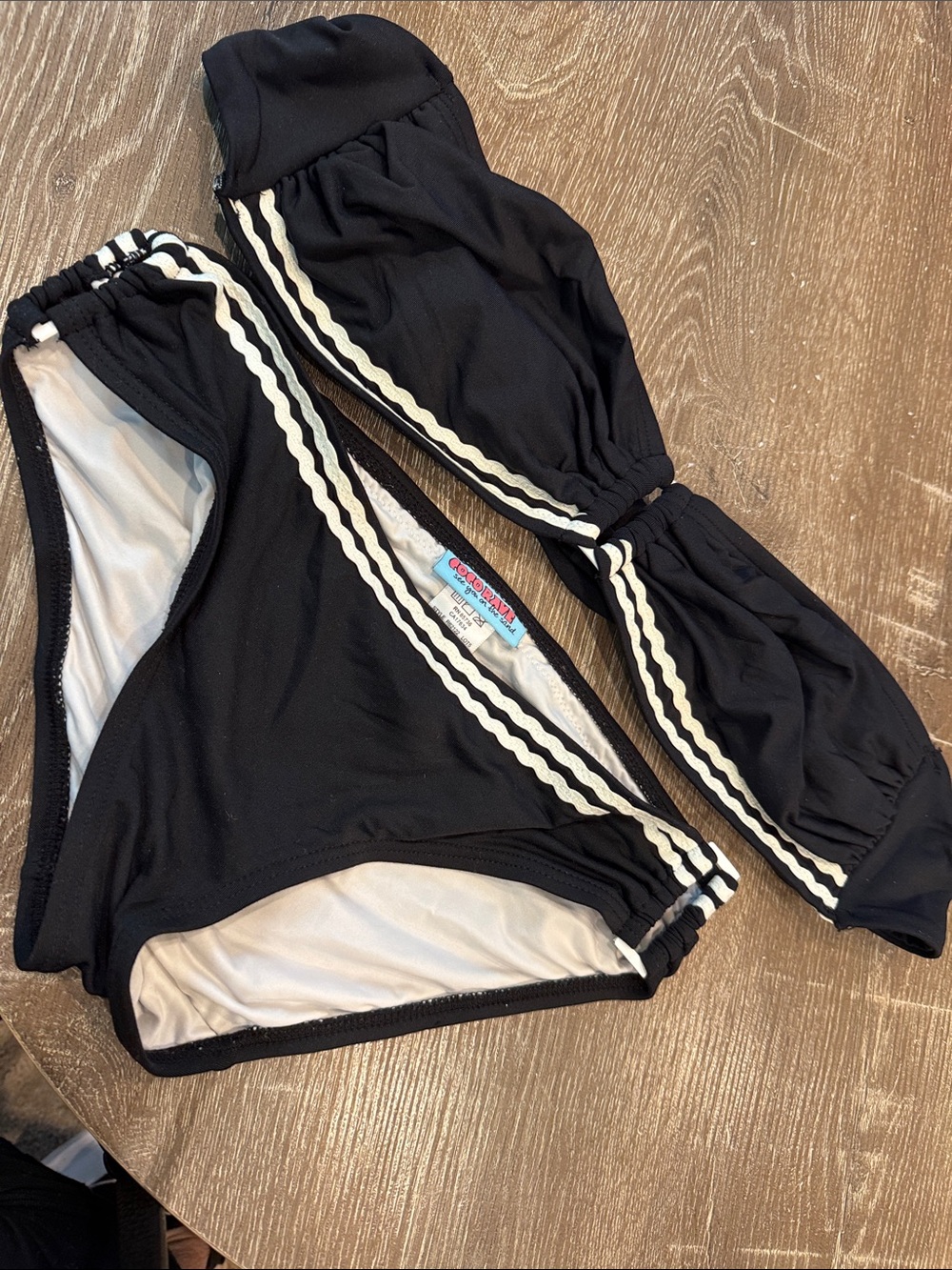 Coco Rave Black Bikini with White Scalloped Trim